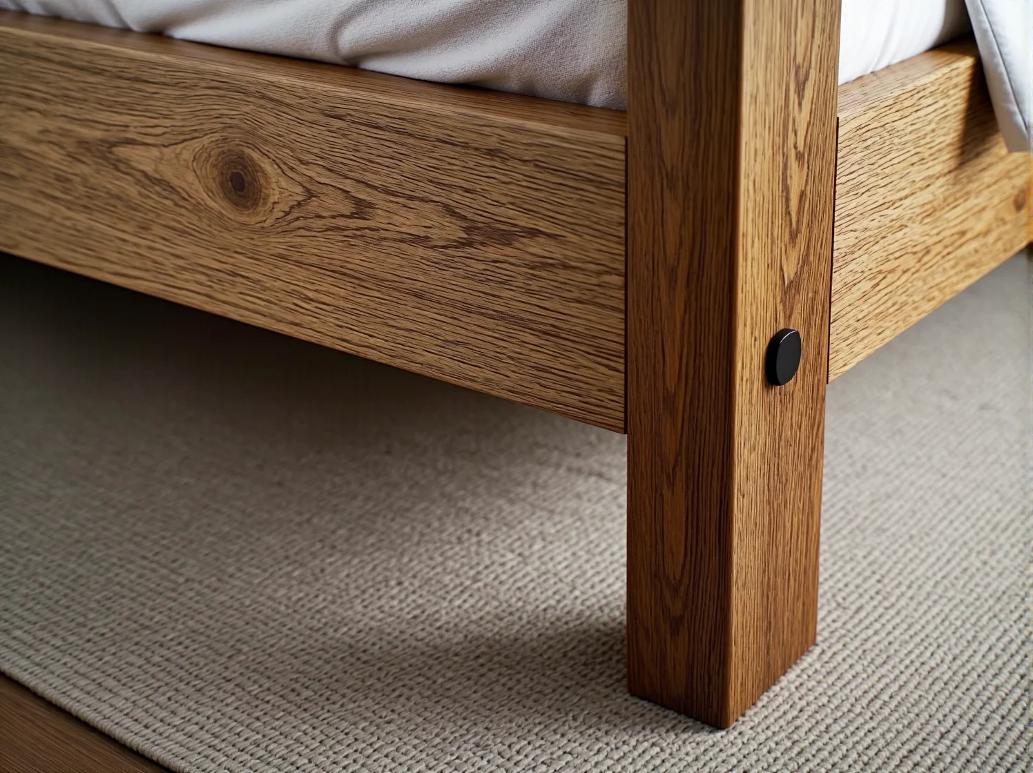 Białe łóżko drewniane przecierane w stylu skandynawskim vintage