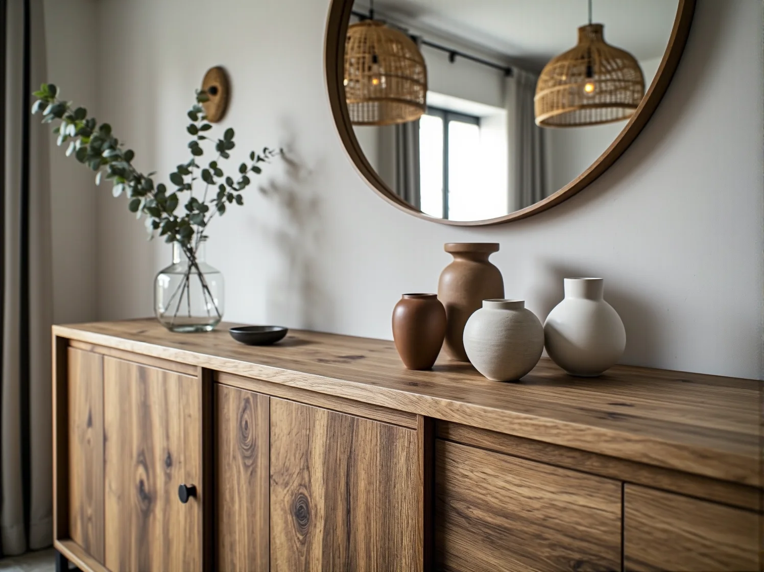 Naturalne dodatki i rośliny doniczkowe w skandynawskim pokoju dziennym