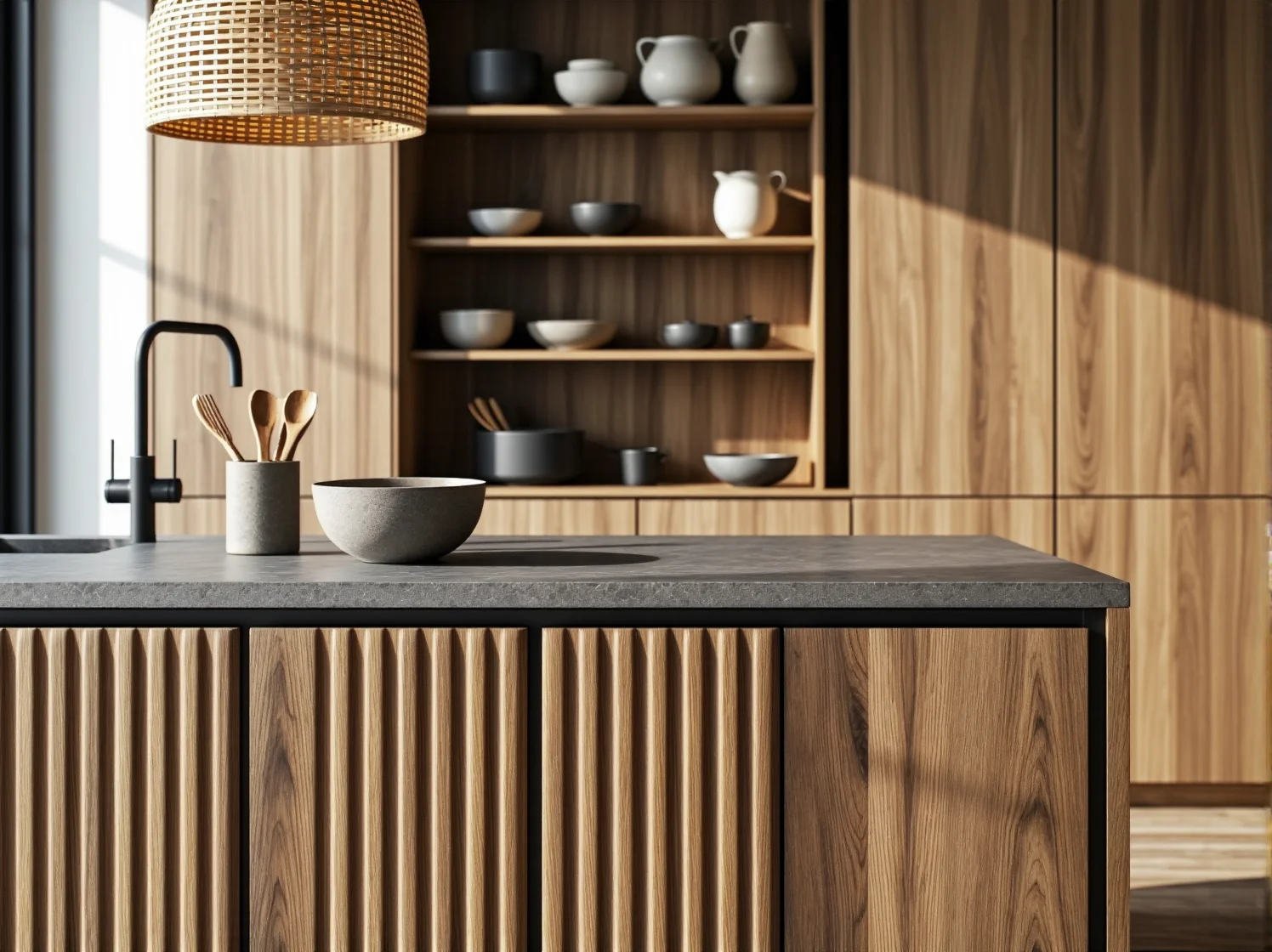 Ekologiczne dodatki z naturalnego drewna i lnu w przytulnej sypialni scandi