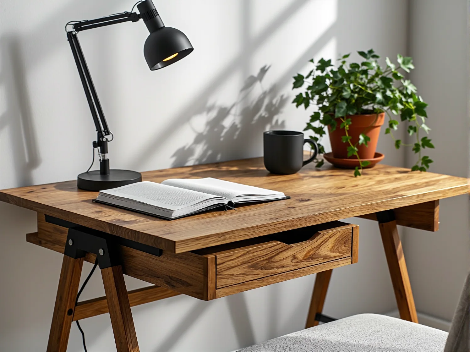 Ergonomiczne biurko ścienne rozkładane do małego pokoju