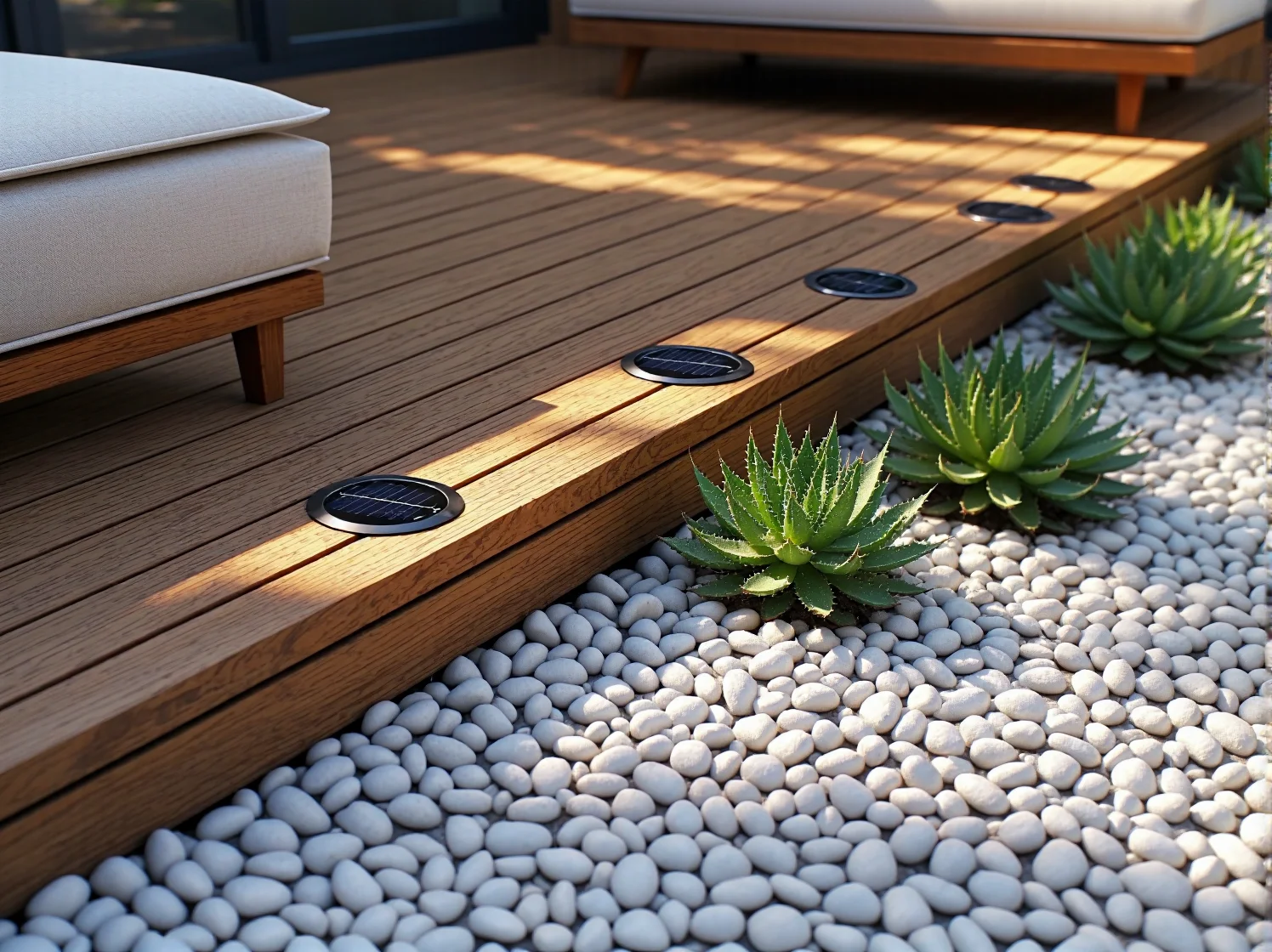 Gruntowe oświetlenie solarne LED wkomponowane w betonowe płyty ogrodowe