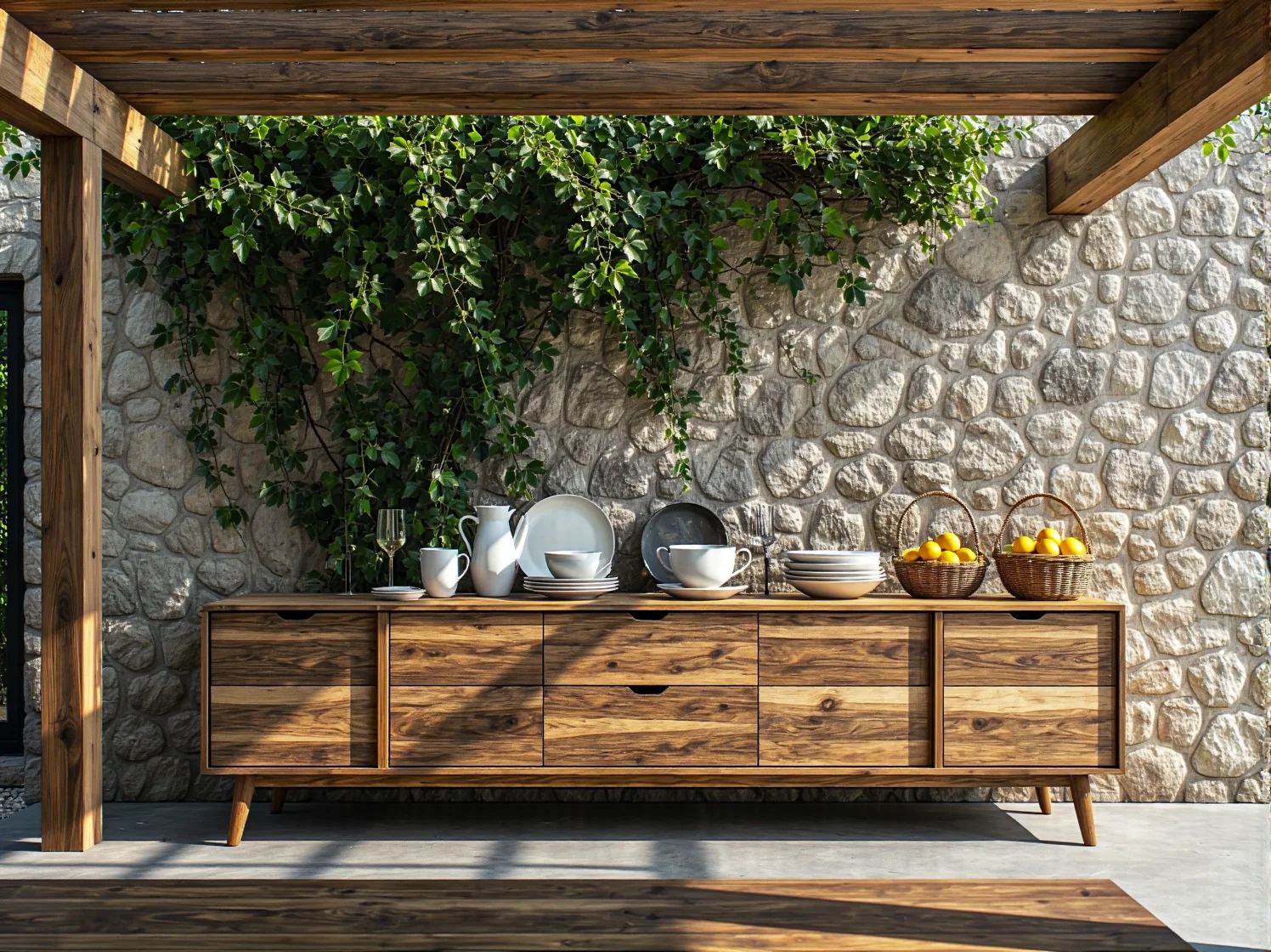 Porównanie dwóch komód ogrodowych – z bambusa i rattanu. Materiały odnawialne w ogrodzie.