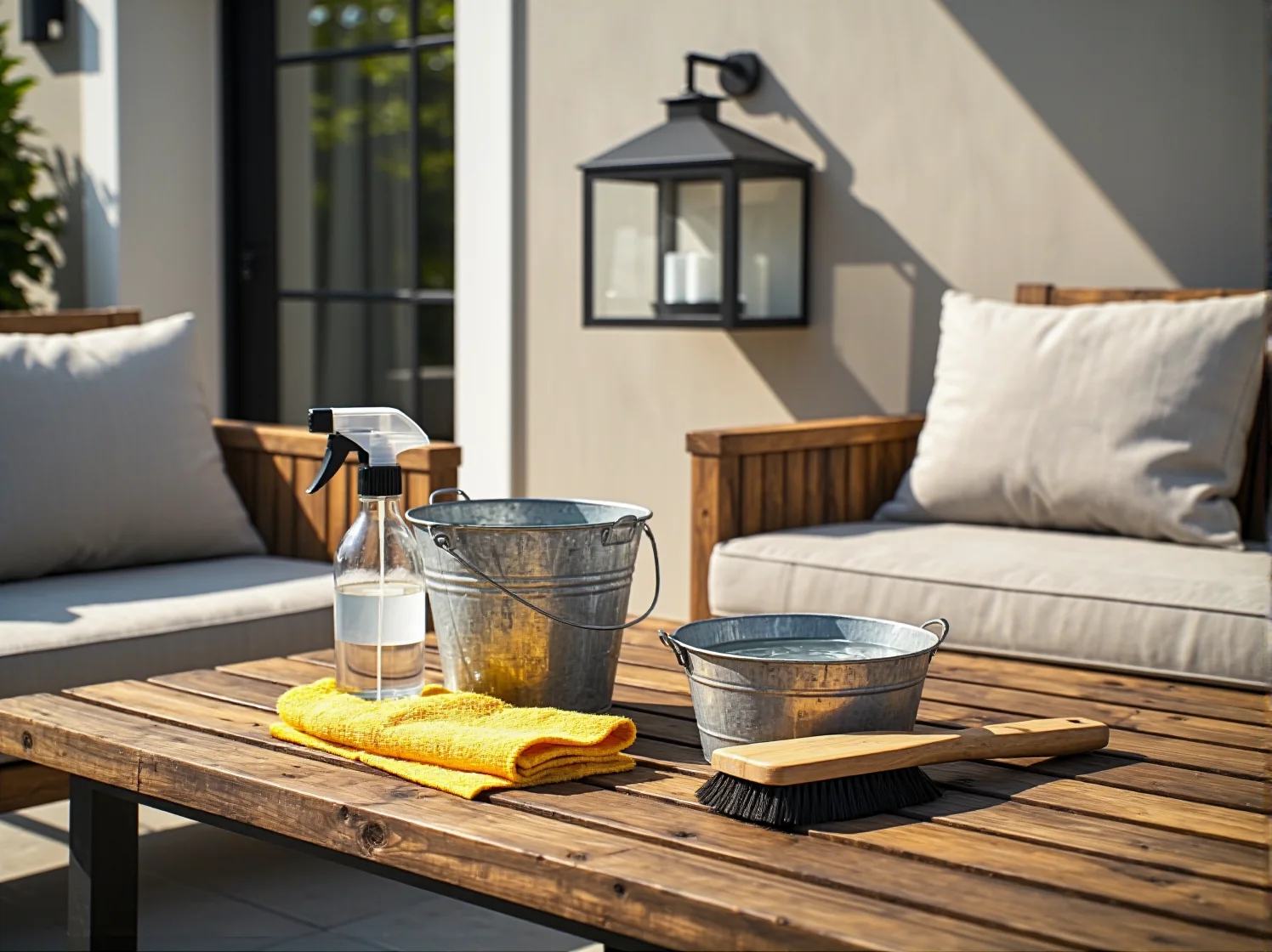 Konserwacja metalowej obudowy kinkietu ogrodowego preparatem chroniącym przed korozją