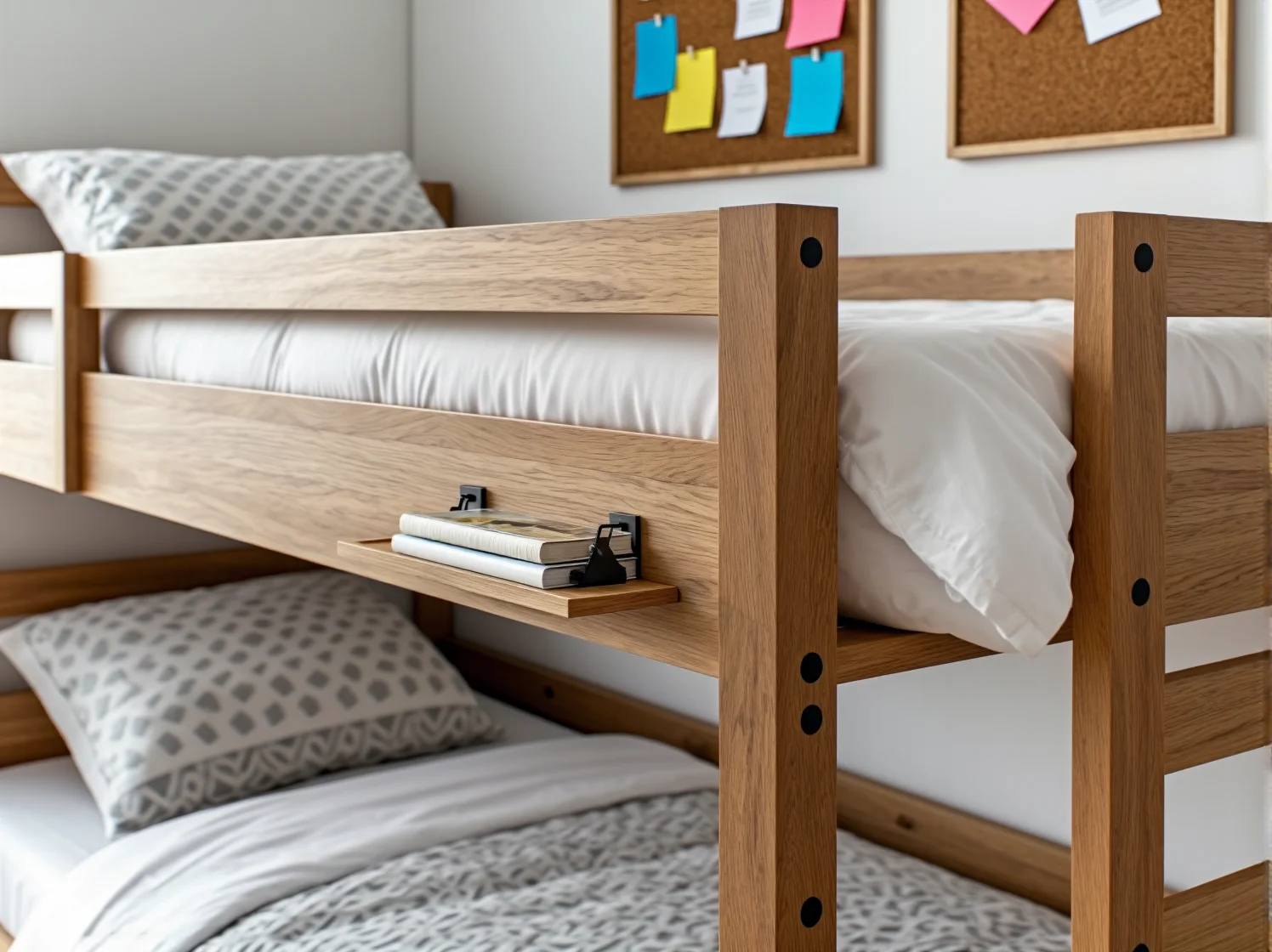 Kreatywne łóżko piętrowe domek dla dzieci z drewnianą drabinką i miejscem do zabawy