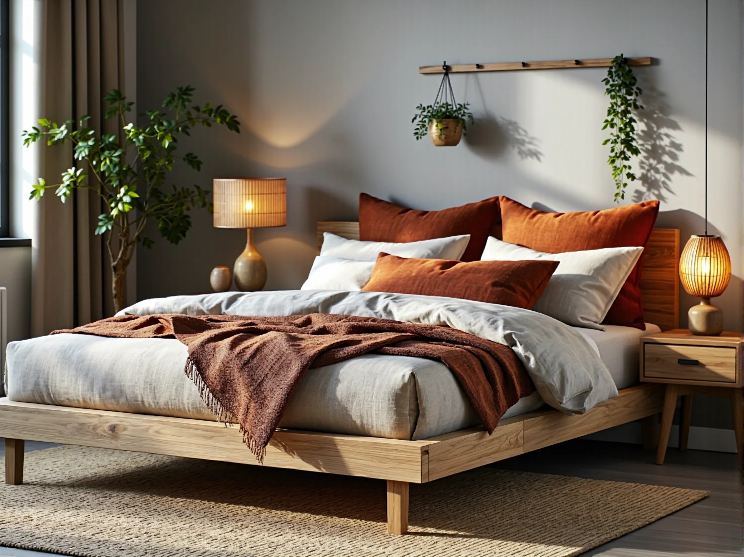 Oble meble wypoczynkowe i krzesła o organicznych kształtach w jasnym salonie