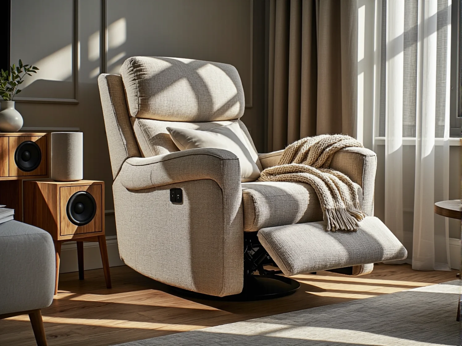 Drewniane meble japandi zintegrowane z inteligentnym oświetleniem LED