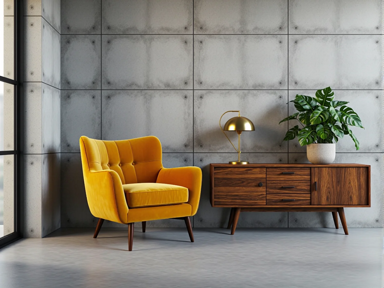 Metalowy regał z książkami i stary zegar w aranżacji loftowej