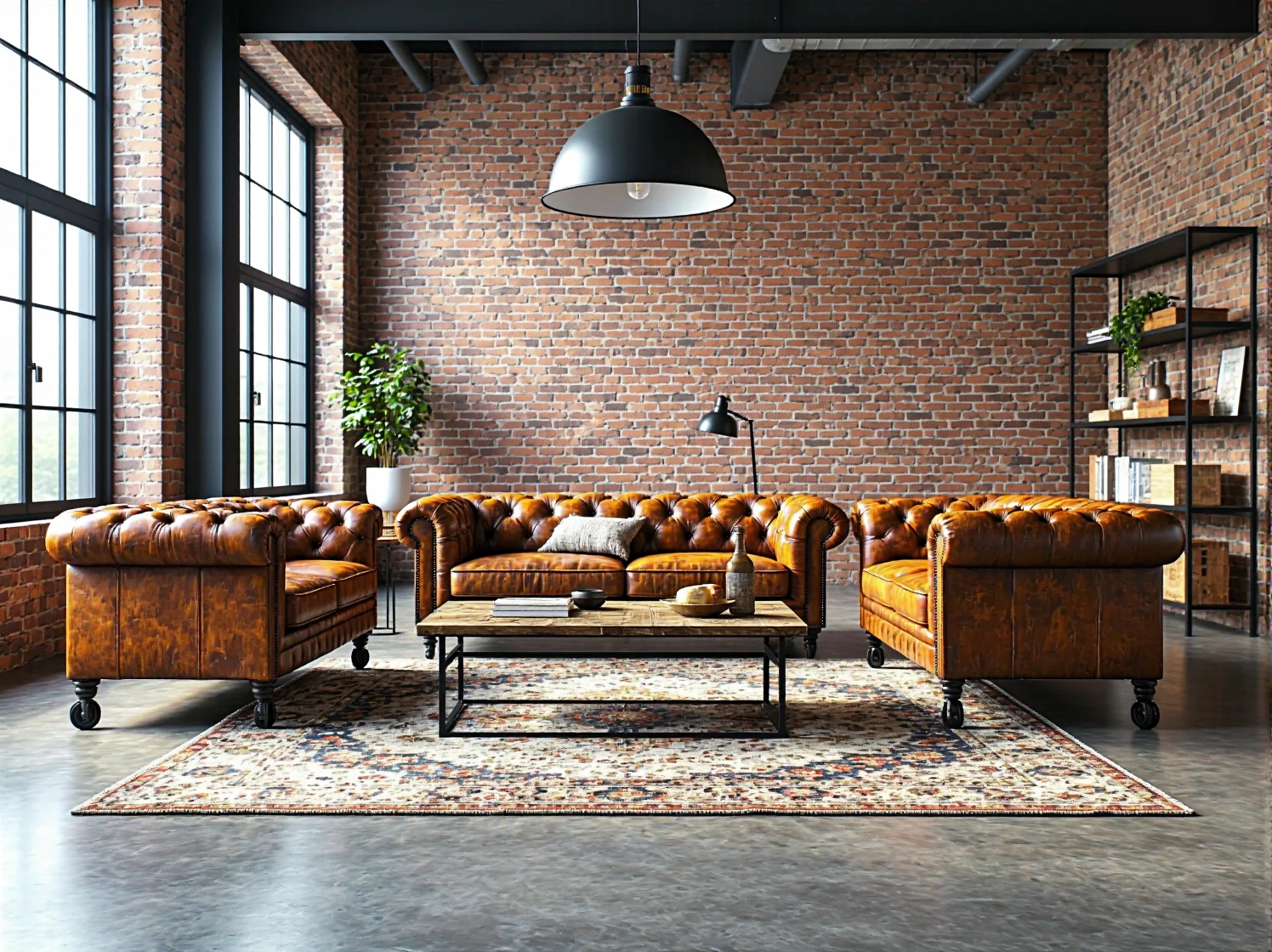 Skórzana sofa Chesterfield brązowa z pikowanym oparciem i podłokietnikami