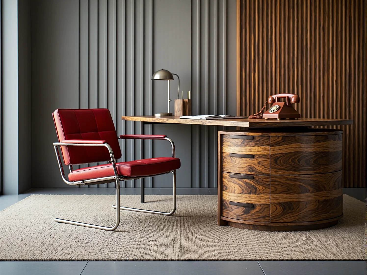 Różne modele krzeseł w stylu art déco, ukazujące różnorodność form od kubizmu po streamline.