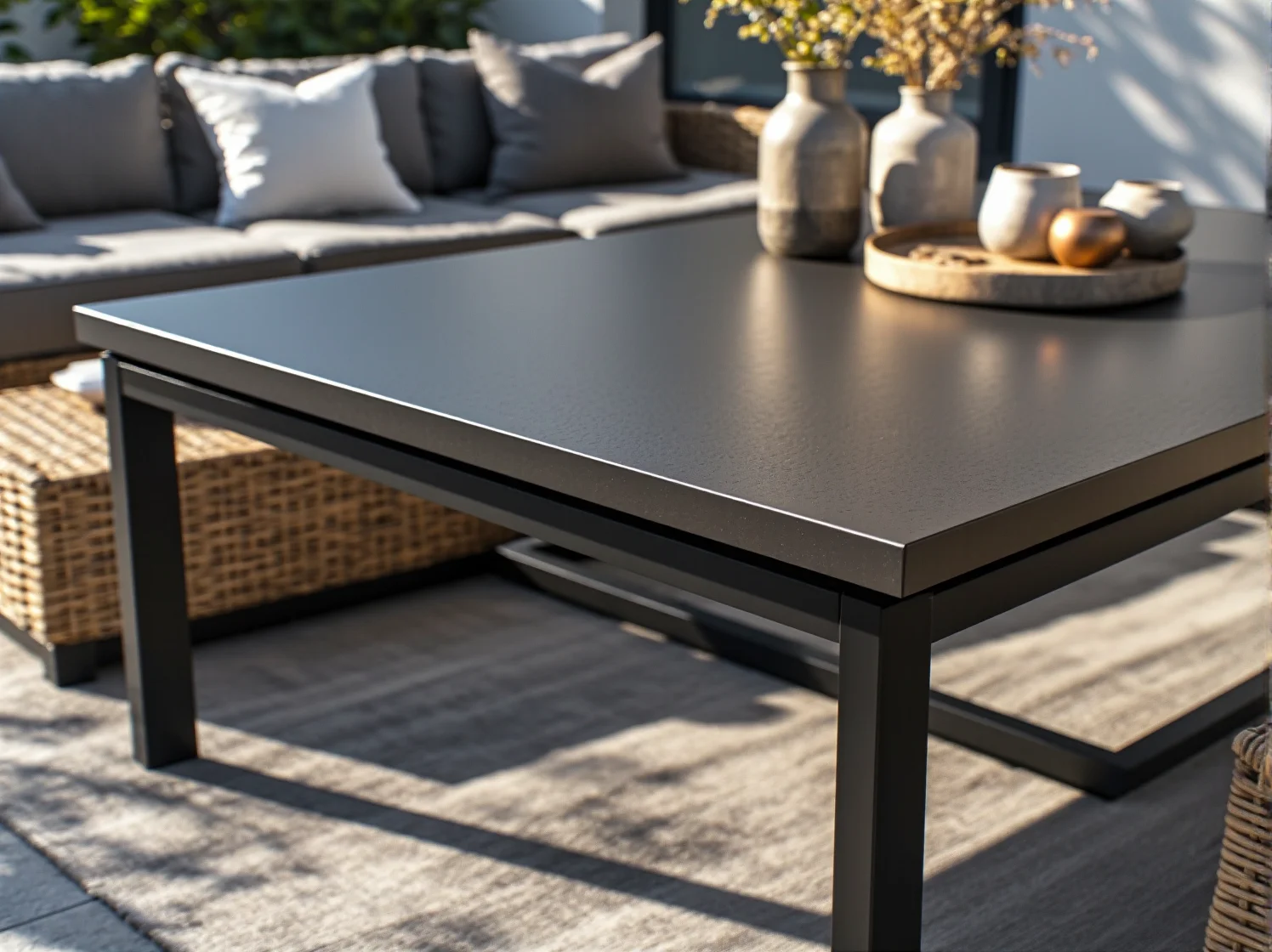 Usuwanie ognisk korozji z metalowego stołu za pomocą szczotki drucianej