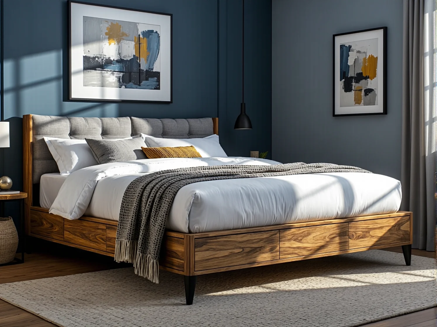 Wąskie łóżko kontynentalne 140x200 idealne do kawalerki lub małego pokoju