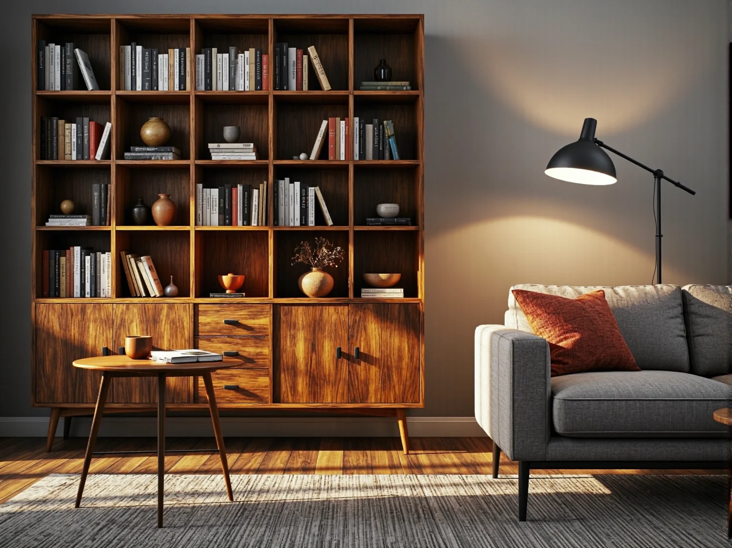 Zbliżenie na welurowy narożnik w stylu retro, ukazujące jego eleganckie wykończenie i głęboki kolor.